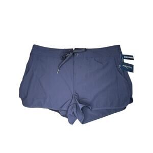 Nautica NEW Womens Board Shorts Navy Blue Swim 3” inseam Size Large Pockets